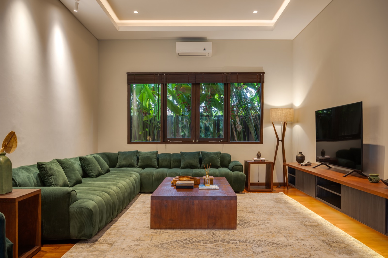 Media room — L-shaped sofa and TV